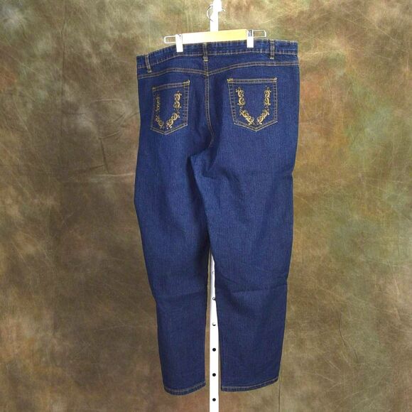 Cos Jeans Gold Embroidered w/ Bling Dark Wash Tapered Leg  18P - Picture 2 of 4